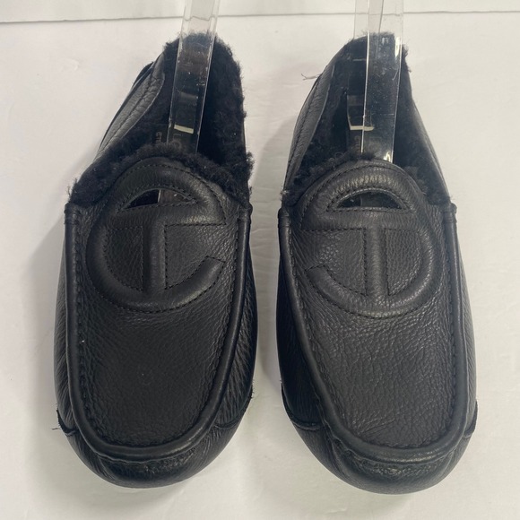 UGG x Telfar Black Leather Shearling‎ Lined Moccasin Slippers Shoes - Picture 2 of 7